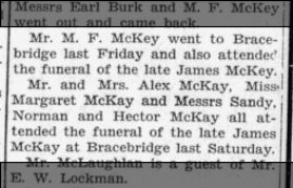 McKay Family Attend Funeral of James McKay inthe 13 March 1930 Huntsville Forester