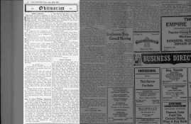 Obituary of Nellie Topley Thomas in the 22 April 1954 Huntsville Forester