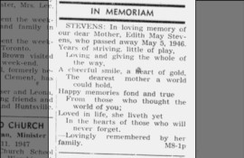 In memoriam: Stevens, Edith May